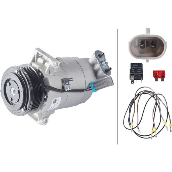 Compressore Climatizzatore 12 V Ø 105 Hella Adatto, Tra L'altro, Per Opel Astra-image