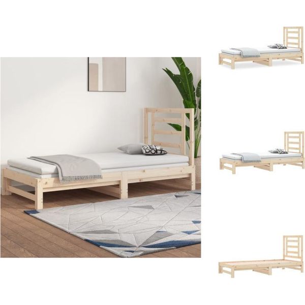 Vidaxl Letto Da Giorno Estensibile 2X(90X200) Cm In Legno Di Pino Massiccio - Letti E Strutture Letto-image