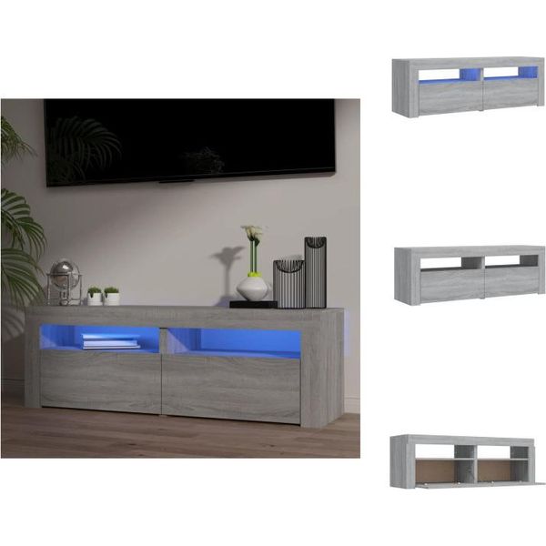 Vidaxl Mobile Tv Con Luci Led Grigio Sonoma 120X35X40 Cm - Mobili Tv-image