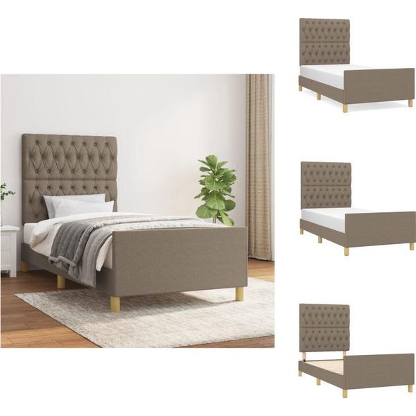 Vidaxl Struttura Letto Con Testiera In Tessuto Taupe 90X200 Cm - Letti E Strutture Letto-image