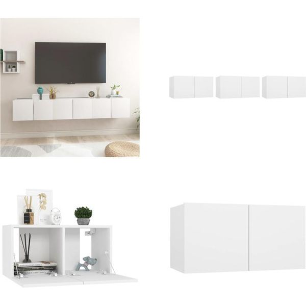 Vidaxl Mobili Tv A Parete 3 Pz. Bianco 60X30X30 Cm - Mobile Tv - Mobili Tv - Mobili Tv - Mobili Tv-image