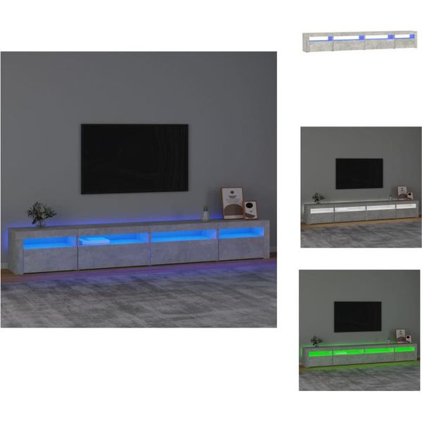 Mobile Tv Vidaxl Con Luci Led Grigio Cemento 270X35X40 Cm - Mobili Tv-image