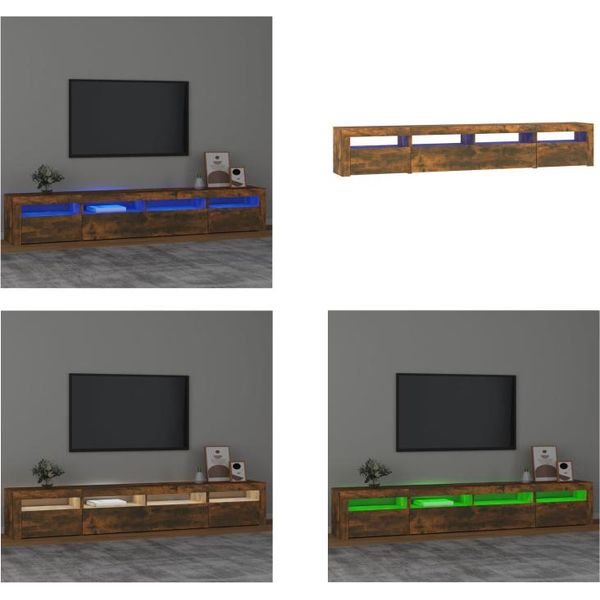 Vidaxl Mobile Tv Con Luci Led In Rovere Fumé 240X35X40 Cm - Mobile Tv - Mobile Tv - Porta Tv - Mobile Multimediale-image