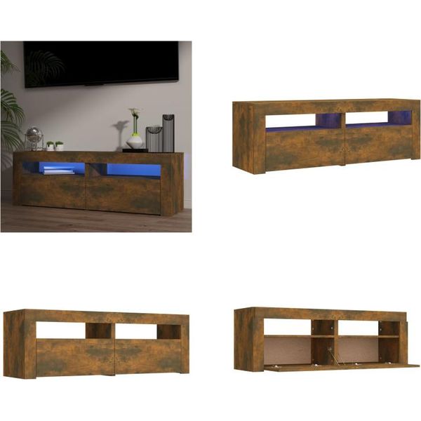 Vidaxl Mobile Tv Con Luci Led Rovere Fumé 120X35X40 Cm - Mobile Tv - Mobili Tv - Mobili Tv - Porta Tv-image