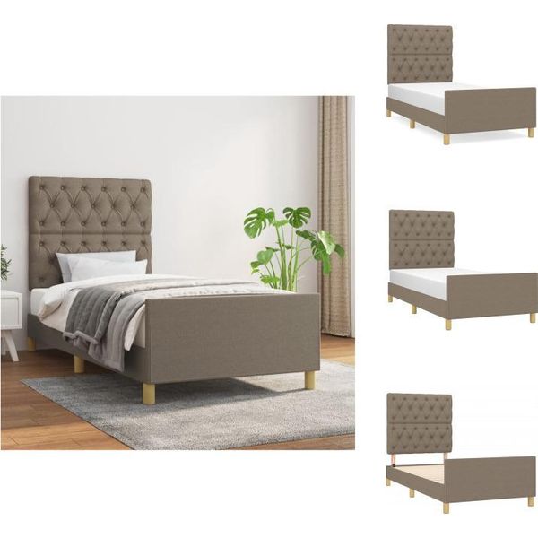 Vidaxl Struttura Letto Con Testiera In Tessuto Taupe 80X200 Cm - Letti E Strutture Letto-image