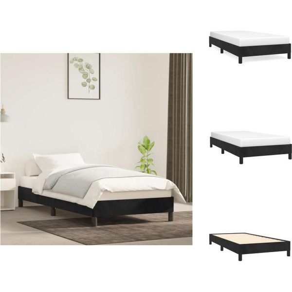 Vidaxl Struttura Letto Nera 90X200 Cm In Velluto - Letti E Strutture Letto-image