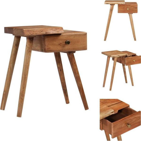 Vidaxl Comodino In Legno Massiccio Di Acacia 45 X 32 X 55 Cm - Comodini-image