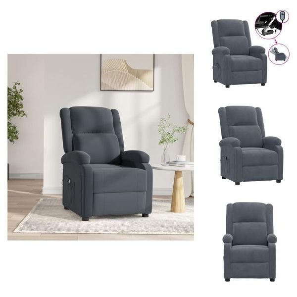 Vidaxl Poltrona Relax Elettrica In Velluto Grigio Scuro - Poltrona-image