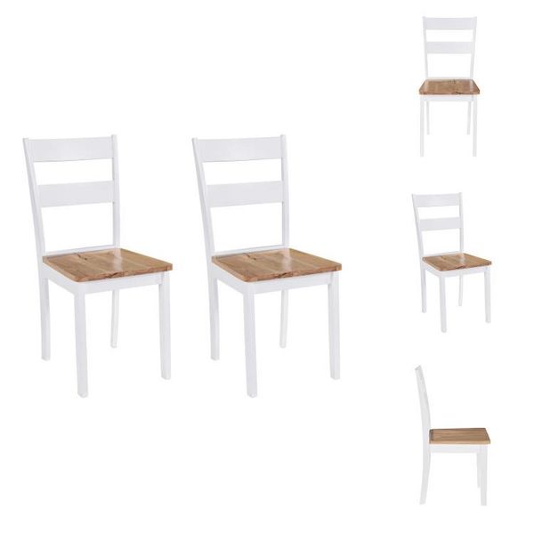Vidaxl Sedie Da Pranzo 2 Pz. Legno Di Gomma Bianco In Legno Massiccio - Sedie Da Pranzo-image