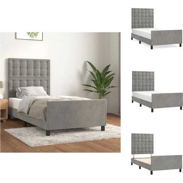 Vidaxl Struttura Letto Con Testata Grigio Chiaro 90X200 Cm In Velluto - Letti E Strutture Letto-image