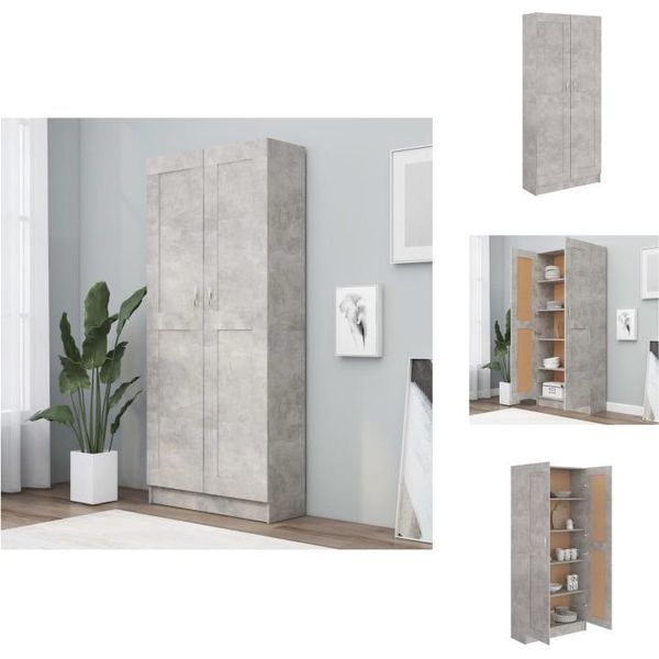 Vidaxl Libreria Grigio Cemento 82,5X30,5X185,5 Cm In Legno - Librerie E Scaffalature-image