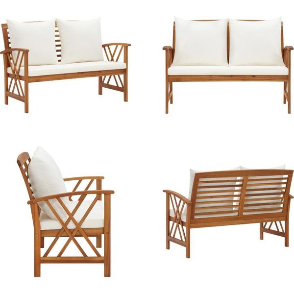 Vidaxl Panca Da Giardino Con Cuscino 119 Cm In Legno Massiccio Di Acacia - Panca Da Giardino - Panche Da Giardino - Panche Di Legno - Panche Di Legno-image