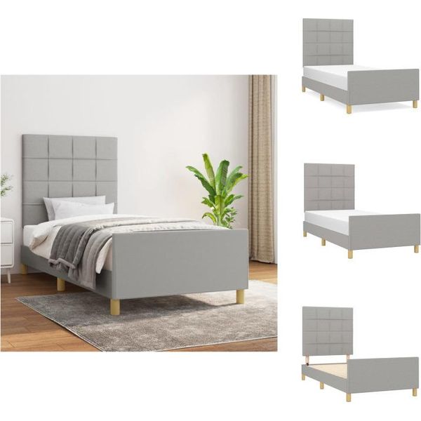 Vidaxl Struttura Letto Con Testiera In Tessuto Grigio Chiaro 90X190 Cm - Letti E Strutture Letto-image