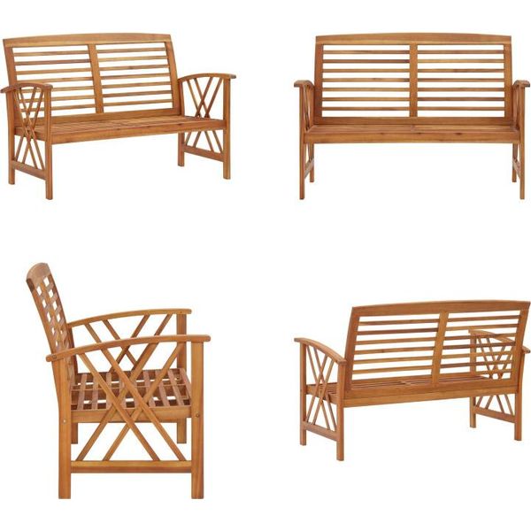 Vidaxl Panca Da Giardino 119 Cm In Legno Massiccio Di Acacia - Panca Da Giardino - Panche Da Giardino - Panca Di Legno - Panche Di Legno-image
