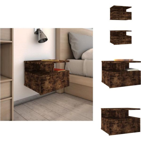 Vidaxl Comodino 2Pz. Sospeso Rovere Fumé 40X31X27 Cm Materiale A Base Di Legno - Comodini-image