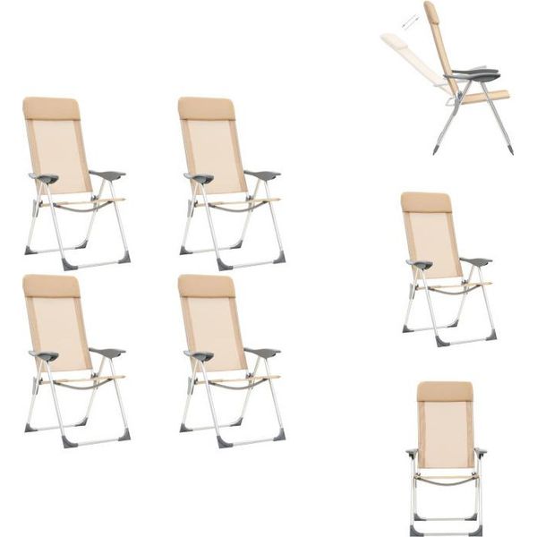 Vidaxl Sedie Da Campeggio Pieghevoli 4 Pz. Alluminio Crema - Mobili Da Campeggio-image