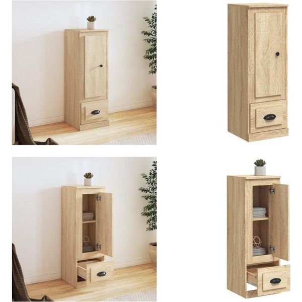 Vidaxl Credenza Sonoma Rovere 36X35,5X103,5 Cm Materiale A Base Di Legno - Credenza - Credenze - Credenza - Armadio-image