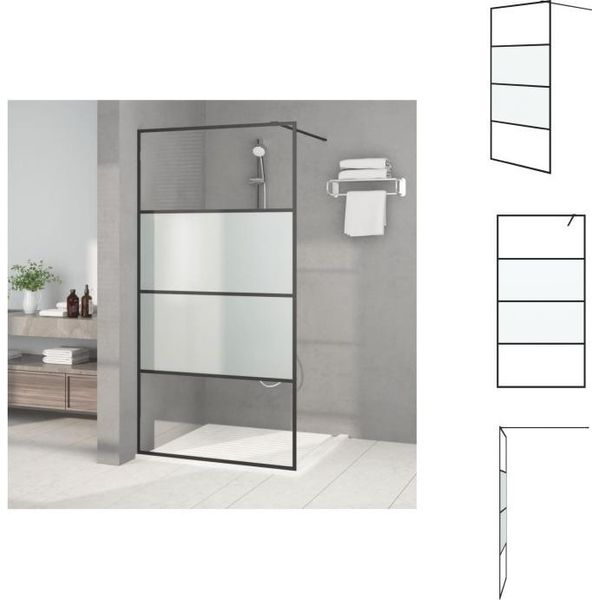 Vidaxl Schermo Doccia Per Cabina Doccia Nero 100X195 Cm Semi-Opaco Esg - Schermi Doccia-image