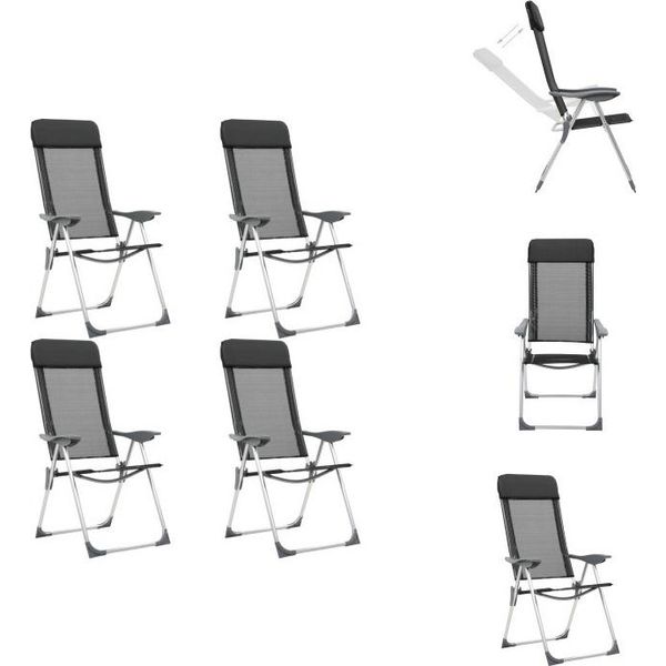 Vidaxl Sedie Da Campeggio Pieghevoli 4 Pz. Alluminio Nero - Mobili Da Campeggio-image