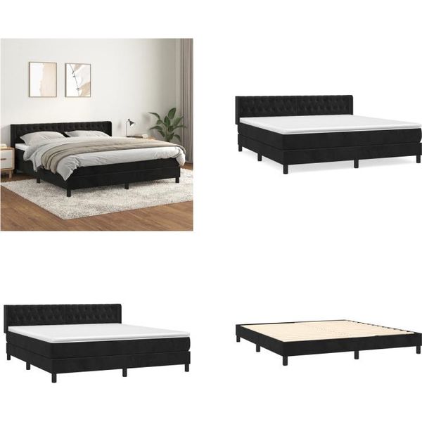 Vidaxl Letto Boxspring Con Materasso Nero 180X200 Cm In Velluto - Letto Boxspring - Boxspringbetten - Bett - SchlafzimmermöBel-image