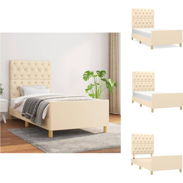 Vidaxl Struttura Letto Con Testiera In Tessuto Crema 80X200 Cm - Letti E Strutture Letto-image
