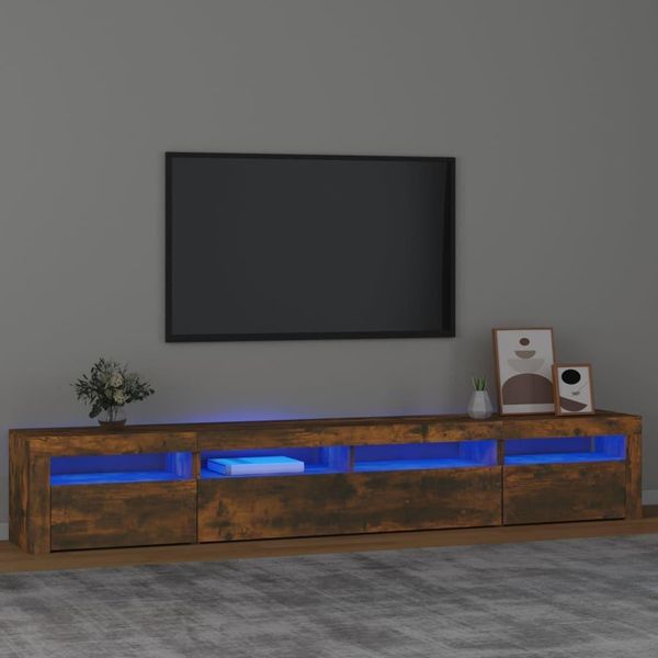 Maison Exclusive - Mobile Porta Tv Con Luci Led Rovere Fumo 240X35X40 Cm-image