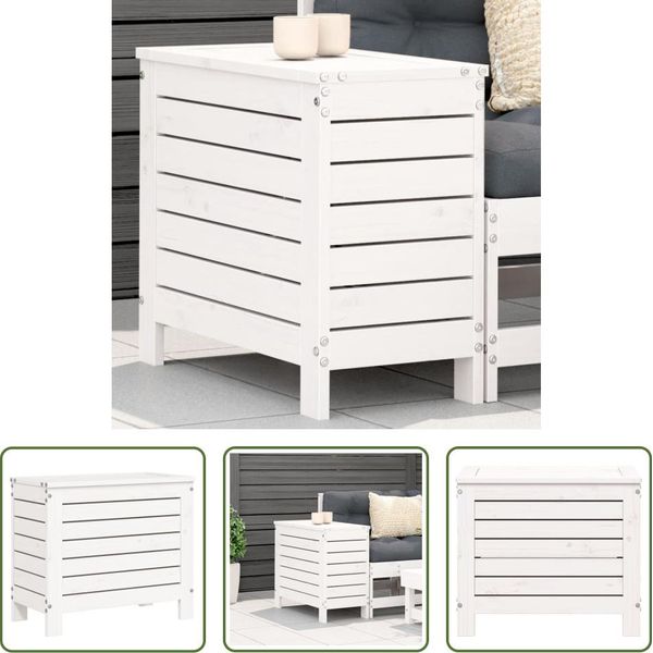 The Living Store Sgabello Da Giardino Bianco 62X31,5X52 Cm Legno Massello Di Pino-image