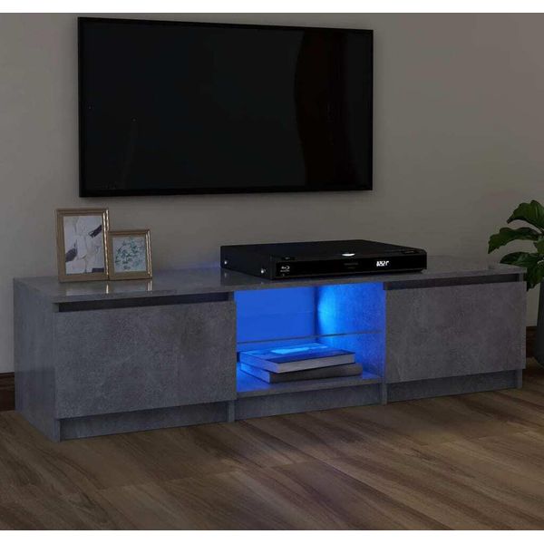 The Living Store Mobile Tv Con Luci Led Grigio Cemento 120X30X35,5 Cm-image