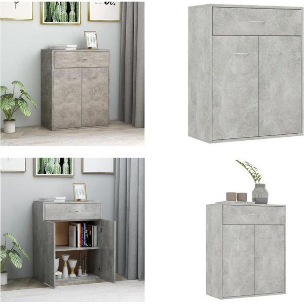 Vidaxl Credenza Grigio Cemento 60X30X75 Cm In Legno - Credenza - Credenze - Armadio Laterale - Armadi Laterali-image