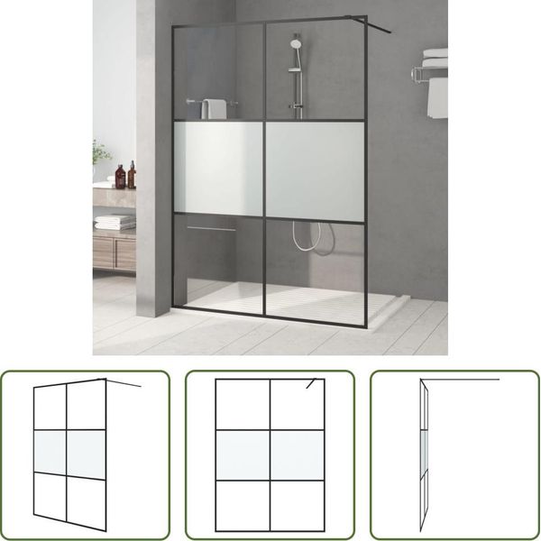 The Living Store Schermo Doccia Per Cabina Doccia Nero 140X195 Cm Semi-Opaco Esg-image