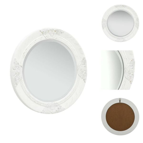 Vidaxl Specchio Da Parete In Stile Barocco 50 Cm Bianco - Specchio-image