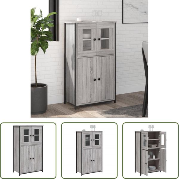 The Living Store Credenza Grey Sonoma 62X32X106,5 Cm Materiale A Base Di Legno-image
