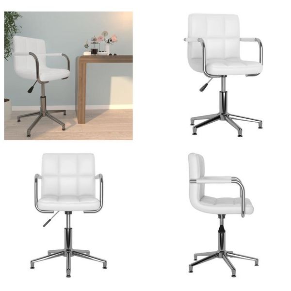Vidaxl Sedia Da Ufficio Girevole In Pelle Finta Bianca - Sedia Da Ufficio - Sedie Da Ufficio - Sedia - Sedie-image