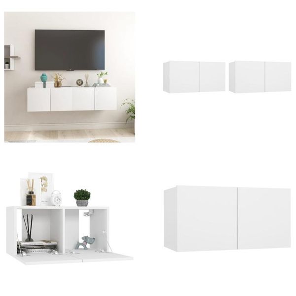 Vidaxl Mobili Tv A Parete 2 Pz. Bianco 60X30X30 Cm - Mobile Tv - Mobili Tv - Mobili Tv - Mobili Tv-image
