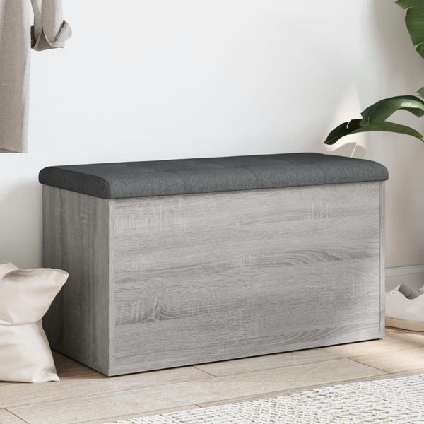 The Living Store Panca Con Contenitore Grey Sonoma 82X42X45 Cm Materiale In Legno-image
