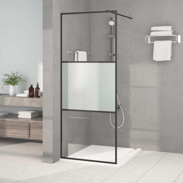 The Living Store Schermo Doccia Per Cabina Doccia Nero 80X195 Cm Semi-Opaco Esg-image