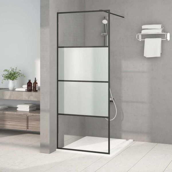 The Living Store Schermo Doccia Per Cabina Doccia Nero 80X195 Cm Esg Semi-Opaco-image