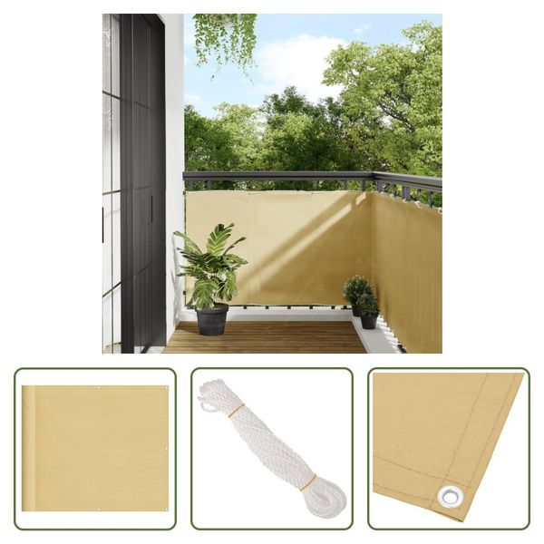 The Living Store Protezione Per Balcone Color Sabbia 90X800 Cm 100% Poliestere Oxford-image