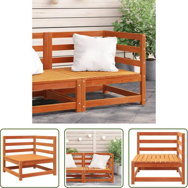 The Living Store Divano Angolare Da Giardino Marrone Cera 70X70X67 Cm In Legno Di Pino Massiccio-image
