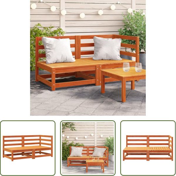 The Living Store Divano Da Giardino 2 Posti In Legno Di Pino Massiccio Marrone Cera-image