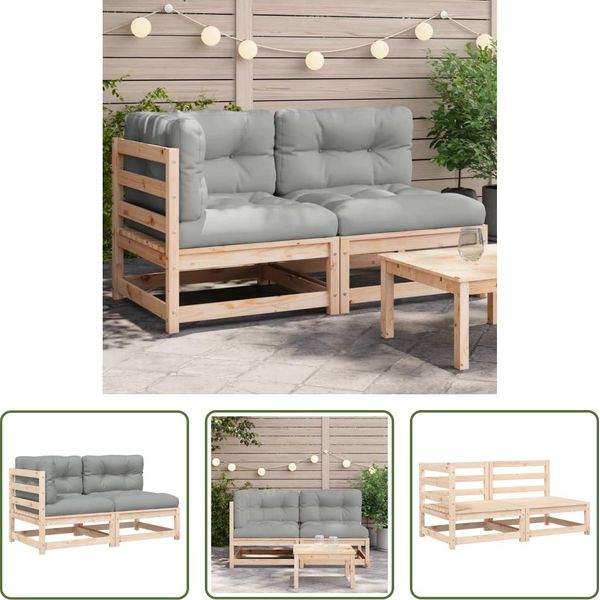 The Living Store Divano Da Giardino Con Cuscini 2 Posti In Legno Di Pino Massiccio-image