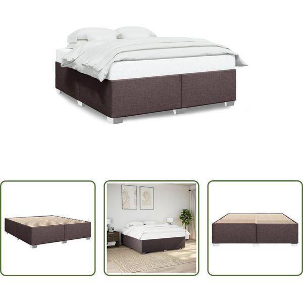 The Living Store Struttura Letto Senza Materasso In Tessuto Marrone Scuro 200X200 Cm-image