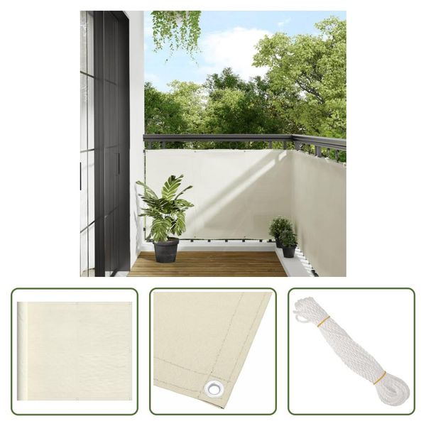 The Living Store Protezione Per Balcone Color Crema 90X1000 Cm 100% Poliestere Oxford-image