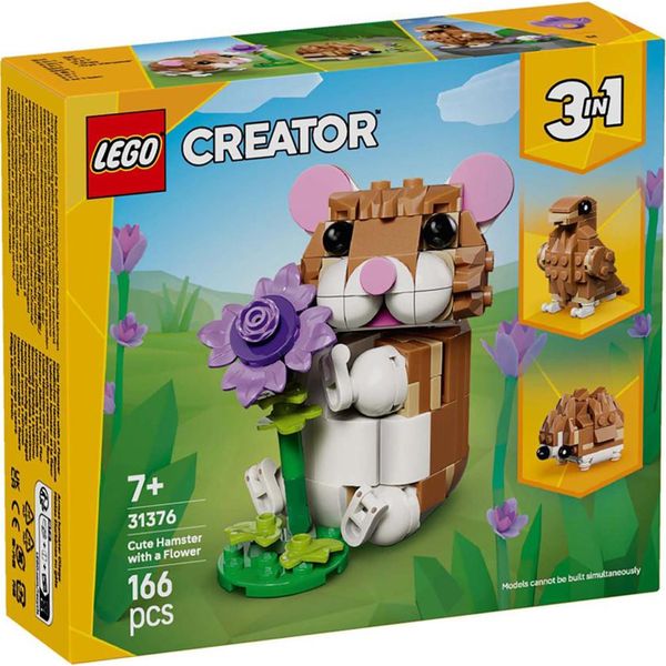 Lego Creator Set 3 In 1 Criceto Carino Con Fiore - Giocattolo Per Bambini Con Figura Animale - Criceto Giocattolo Da Costruzione - Giocattolo Mint Con 3 Opzioni Di Costruzione - Regalo Per Bambini E Bambine - 31376-image