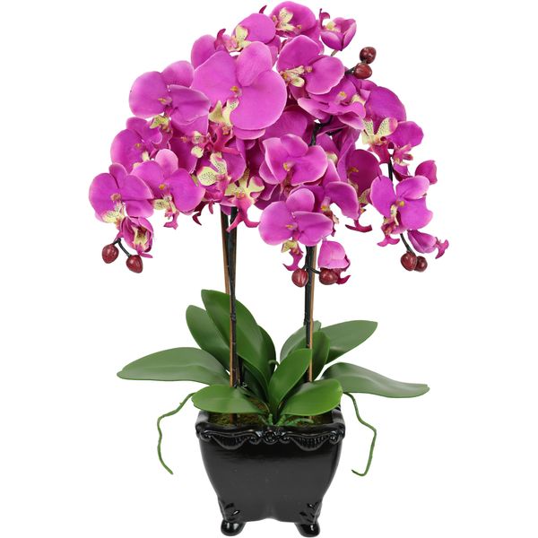 Kunstblume I.Ge.A. "KüNstliche Orchidee In Schale Phalaenopsis Kunstblume Blume", Rosa (Dunkelrosa), B:20Cm H:60Cm L:18Cm, Polyester, Kunstpflanzen, Kunstorchidee Deko Dekoblume Seidenblume-image