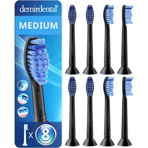 8 Spazzolini Demirdental Medium Per Philips Sonicare Proresults | Nero-image