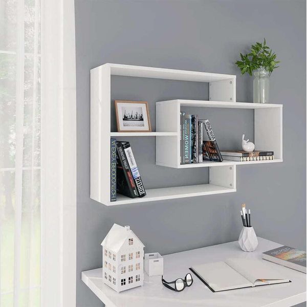 The Living Store Mensole A Muro Bianche 104X20X58,5 Cm Materiale In Legno-image