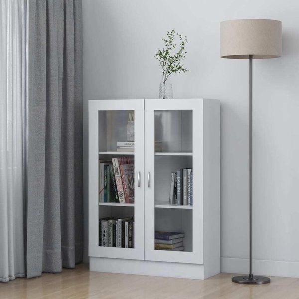 The Living Store Vetrina Bianca 82,5X30,5X115 Cm Materiale A Base Di Legno-image