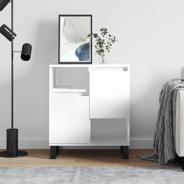 Maison Exclusive - Credenza Bianco Lucido 60X35X70 Cm Materiale Ligneo-image