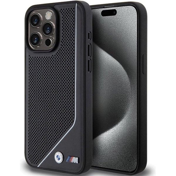 Bmw Bmhmp15L23Pucpk Custodia Rigida Per Iphone 15 Pro 6.1Czarny/Nero Linea Ritorta Perforata Magsafe-image